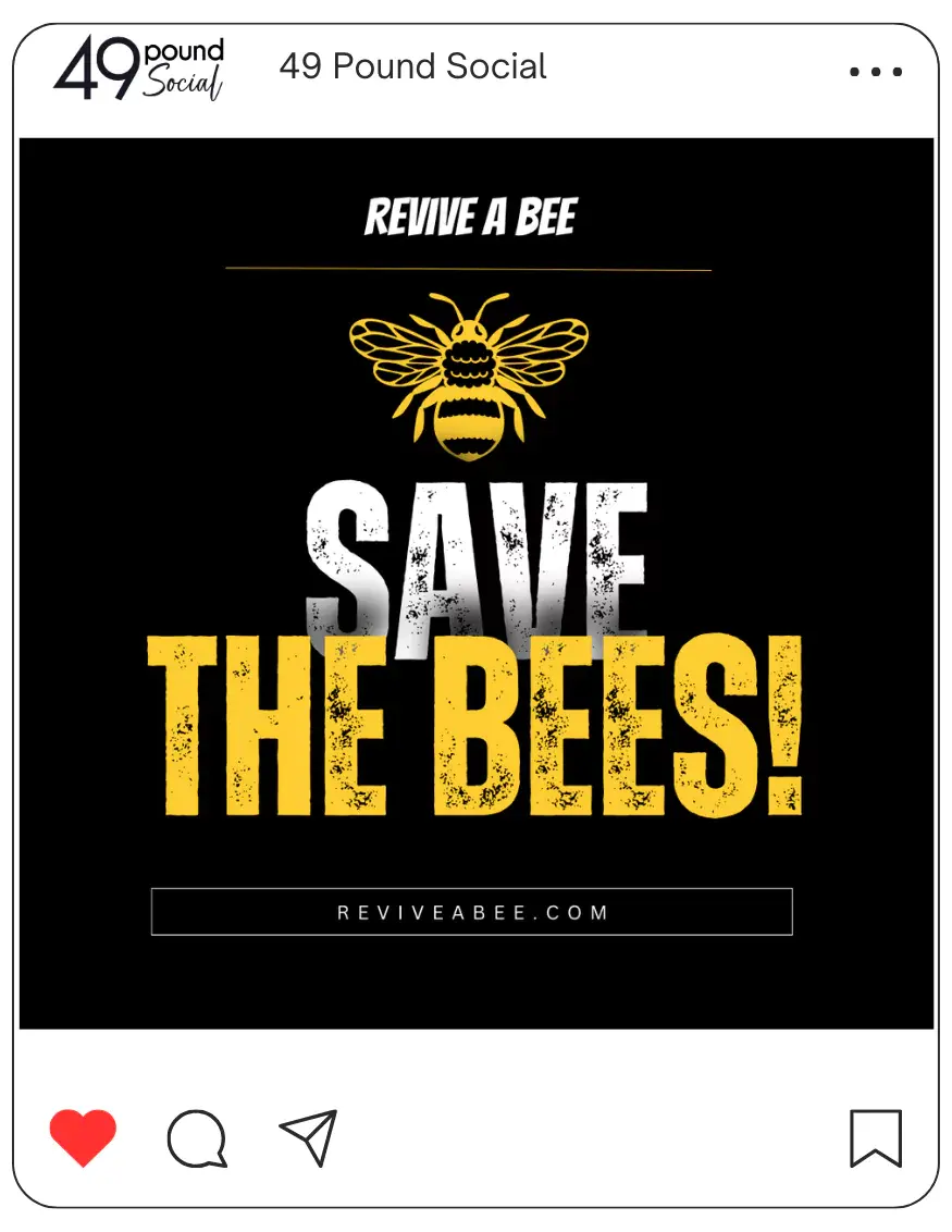 A powerful image advocating to save the bees, featuring a close-up of a bee on a flower with the text 'save the bees - save the bees'.